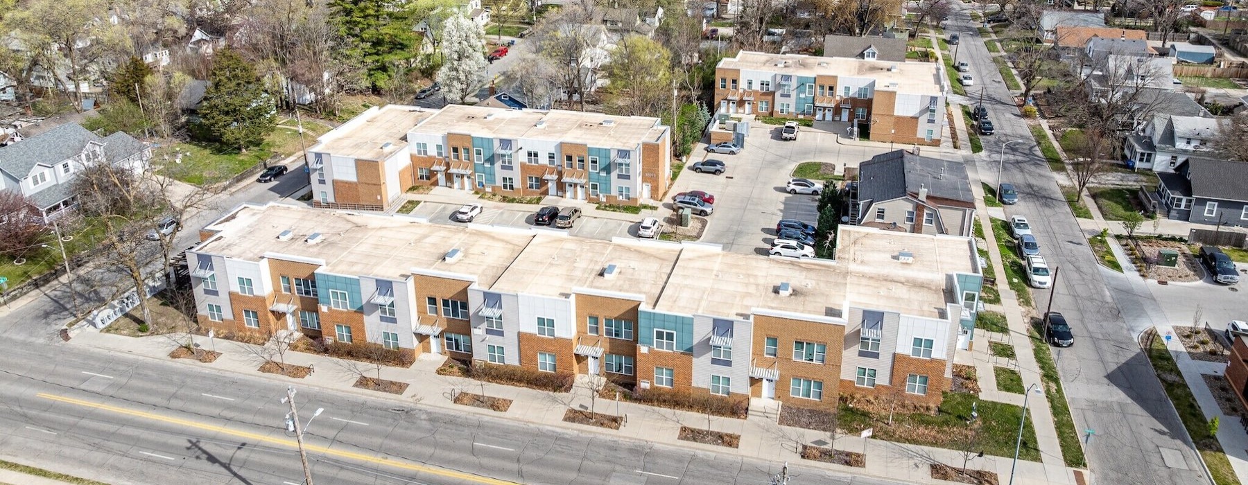 an aerial view of a city